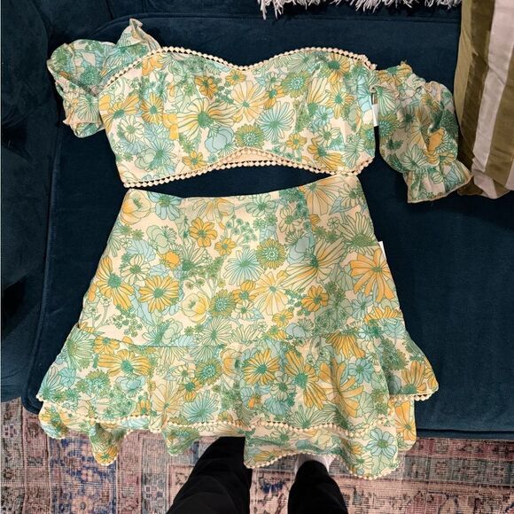 FINAL RESORT TWO PIECE RUFFLE SLEEVE MINI SET IN FRESH FLORAL - Picture 9 of 12